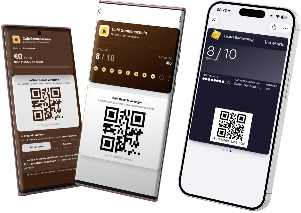 Digitale Treuekarte in Apple Wallet & Google Wallet auf iPhone und Samsung – Clever Stempel